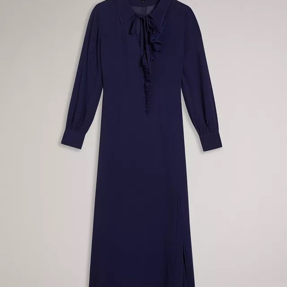TED BAKER FAITHIY RUFFLE DRESS NAVY- BNWT - Picture 4 of 4